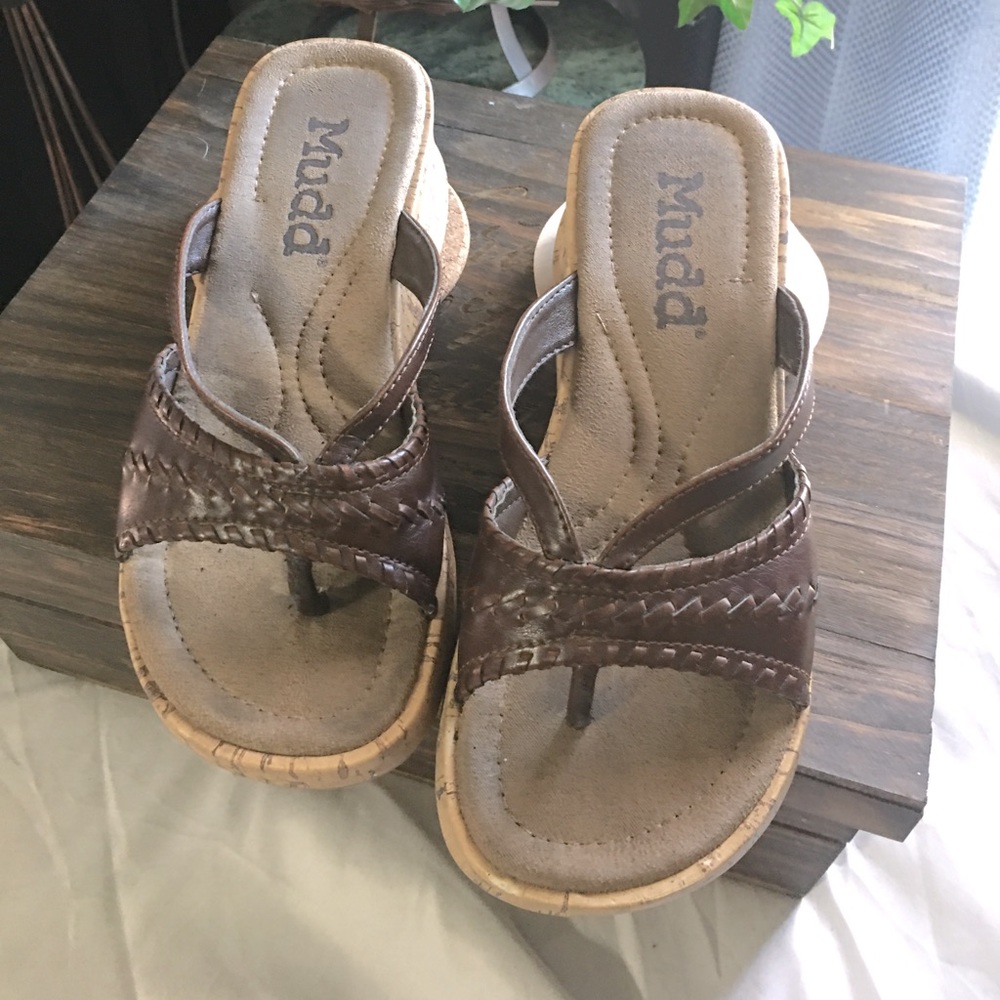 Mudd Vintage Sandals with medium cork wedge heel